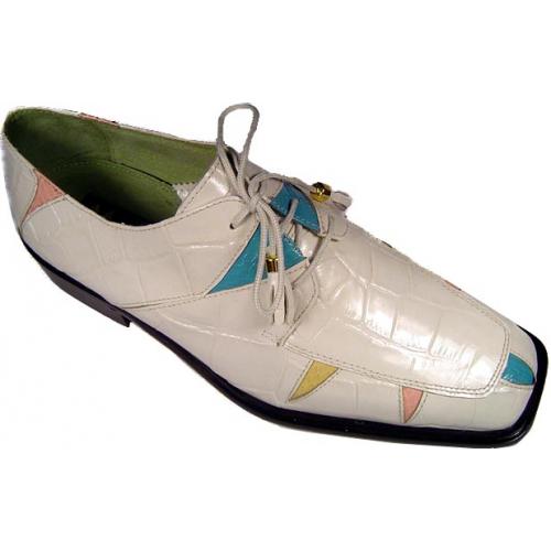 Marco Vicci White/ Pink/Yellow/Blue Genuine Snake Skin Shoes